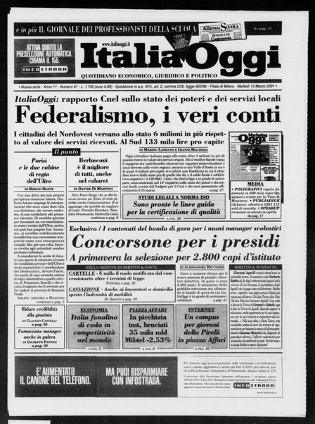 Italia oggi : quotidiano di economia finanza e politica